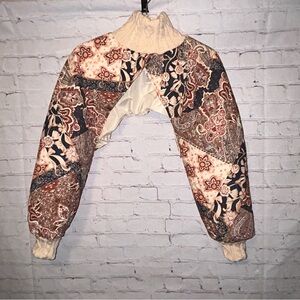 House of Harlow 1960 paisley quilted puffer shrug jacket OSFM